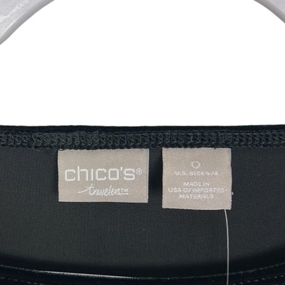 Chico’s Travelers New Women’s US 4/6 Velvet Sequin Hemline Quarter Sleeve Top - Picture 4 of 6